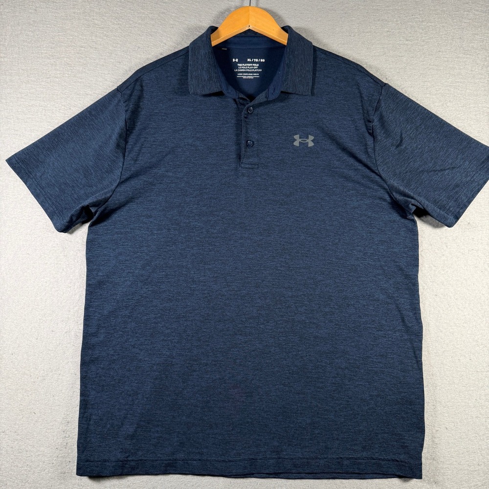 Under Armour Men Playoff Polo 2.0 Academy Blue Heather Golf Shirt XL 1327037-408